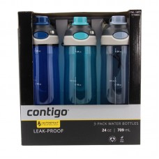 Contigo 康迪克 运动防漏水杯 709毫升x3个（3支装：银灰+深蓝+淡绿） 